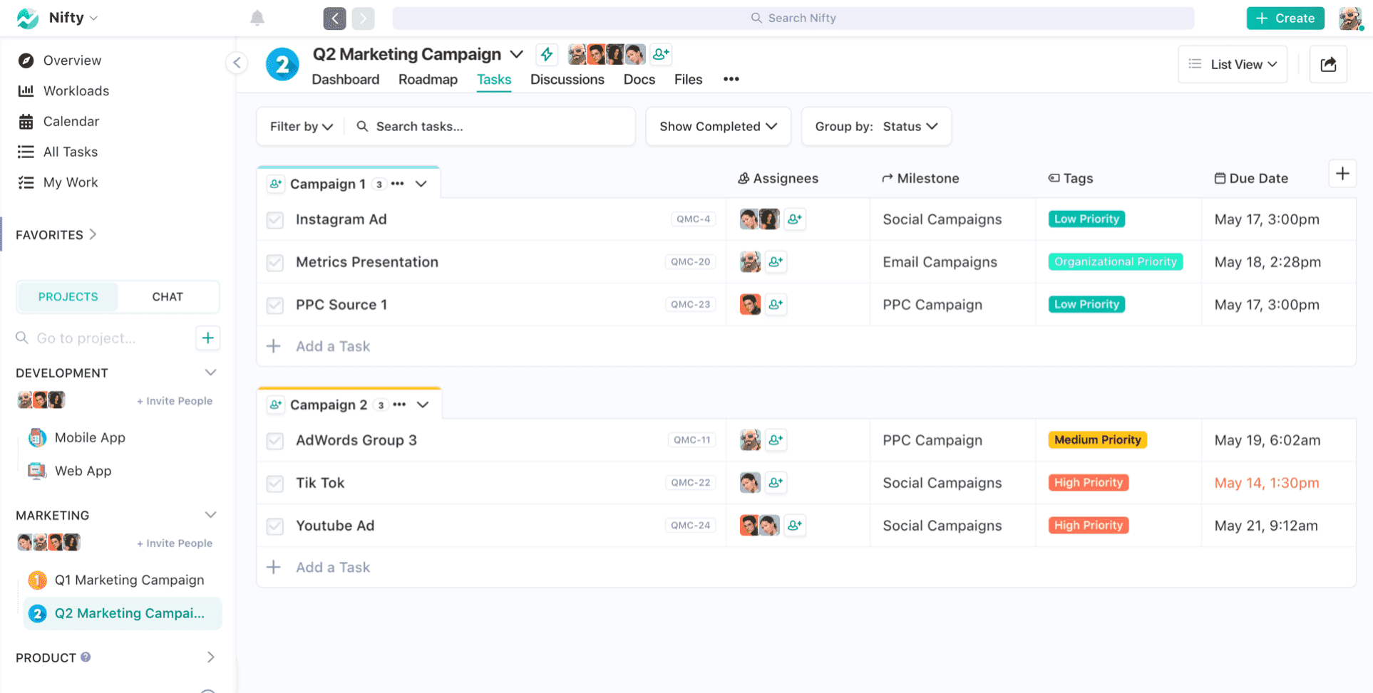 Screenshot illustrating Tasks